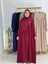 Sallı ,önü V Model Büzgülü Tesettür Elbise Takım ,ferrace,abaya, Hicab,hac ve Umre Için Uygun Bordo 1