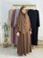 Yandan Büzgülü Elbise Sufle Esarp Takım Jilbab,abaya,hijab ( Hac ve Umre Için Uygundur) Kahve 6