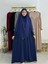 Tesettür Elbise,önü V Model Büzgülü,sufle Esarpla Takım.hijap ,khimar.hac Umre Için Uygundur Indigo 2