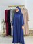 Tesettür Elbise,önü V Model Büzgülü,sufle Esarpla Takım.hijap ,khimar.hac Umre Için Uygundur Indigo 3