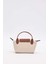 Krem Mini Boy Deri Kapak Detaylı El Çantası 4