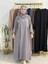 Ferace & Abaya Sufle Takım ,yandan Robalı Elbise.hac ve Umre Için Uygundur Gri Renk 1