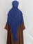 Üç Katlı Hazır Peçeli Sufle Khimar Şifon Esarp 4 Ipli Indigo Mavi 4