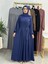 Şallı ve Üsten Robalı,kemerli Elbise Takım .hijap ,abaya (Hac ve Umre Için Uygundur) Indigo 2