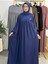 Şallı ve Üsten Robalı,kemerli Elbise Takım .hijap ,abaya (Hac ve Umre Için Uygundur) Indigo 4