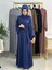 Şallı ve Üsten Robalı,kemerli Elbise Takım .hijap ,abaya (Hac ve Umre Için Uygundur) Indigo 6