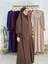 Tesettür Elbise,önü V Model Büzgülü,sufle Esarpla Takım.hijap ,khimar.hac Umre Için Uygundur Kahve 7