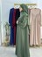 Tesettür Elbise,önü V Model Büzgülü,sufle Esarpla Takım.hijap ,khimar.hac Umre Için Uygundur Yeşil 4