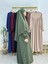 Tesettür Elbise,önü V Model Büzgülü,sufle Esarpla Takım.hijap ,khimar.hac Umre Için Uygundur Yeşil 6