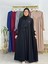 Sallı ,önü V Model Büzgülü Tesettür Elbise Takım ,ferrace,abaya, Hicab,hac ve Umre Için Uygun Siyah 1