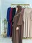 Sallı ,önü V Model Büzgülü Tesettür Elbise Takım ,ferrace,abaya, Hicab,hac ve Umre Için Uygun Kahve 4