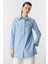 Çizgi Desen Pamuklu Uzun Gömlek-Mavi 5