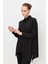 Taş Düğme Asimetrik Kesim Gömlek-Siyah 2