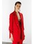 Katlanabilir Kol Detaylı Uzun Ceket-Kırmızı 5