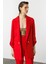 Katlanabilir Kol Detaylı Uzun Ceket-Kırmızı 7