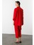 Katlanabilir Kol Detaylı Uzun Ceket-Kırmızı 8