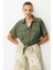 Bağlama Detaylı Crop Gömlek-Haki 1