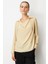 Farbela Detaylı Krep Gömlek-Sarı 6