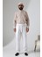 Erkek Lastikli Bel Cepli Hac Umre Müslin Pantolon - Beyaz (Ans) 4