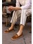 Nazsa Kadın Kahverengi Süet Tokalı Espadrıl Taban Loafer Ayakkabi 5