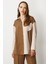 Oversize Keten Görünüm Tunik Gömlek-Kahve 4