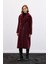 Düğme Detaylı Uzun Kaban - Bordo 3
