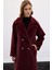 Düğme Detaylı Uzun Kaban - Bordo 4
