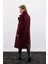 Düğme Detaylı Uzun Kaban - Bordo 8