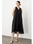 Kolsuz V Yaka Rahat Kesim Elbise-Siyah 2