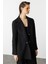 Katlanabilir Kol Detaylı Uzun Ceket-Siyah 4