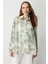 Çiçek Desenli Şifon Gömlek-Yeşil 4