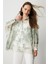 Çiçek Desenli Şifon Gömlek-Yeşil 5