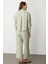 Keten Görünümlü Oversize Kısa Gömlek-Su Yeşili 6