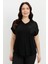 Büyük Beden Tül Çiçek Detaylı Bluz-Siyah 4
