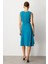 Cep Detaylı Kolsuz Krep Elbise-Turkuaz 6