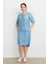 Büyük Beden Tensel Kot Elbise-A.mavı 7