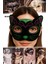 2 Adet Siyah Kadife Kedi Maske – 20X13 Cm, Pembe Yeşil Simli | Maskeli Balo ve Fotoğraf Çekimi Için 4