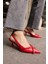 Alissi Kadin Kırmızı Toka Detay Miu Tarzi Topuklu Ayakkabi 2