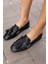 Rogo Kadin Nude Gercek Deri Püsküllü Loafer Babet 8