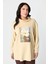 Büyük Beden Baskı Detaylı Bluz-Bej 2