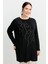 Büyük Beden Taş Detaylı Bluz-Siyah 6