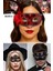 3 Adet Kırmızı Renk Maske – Payetli, Gümüş Taşlı, Tüylü | Kostüm Partileri ve Özel Günler Için Sexy 3