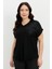 Büyük Beden Tül Çiçek Detaylı Bluz-Siyah 3