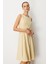 Cep Detaylı Kolsuz Krep Elbise-Sarı 4