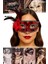Kırmızı Renk Maske – Payetli, Gümüş Taşlı, Tüylü | Kostüm Partileri ve Özel Günler Için Sexy 1