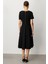 V Yaka Midi Elbise-Siyah 7
