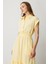 Keten Görünüm Farbela Detaylı Uzun Elbise-Sarı 6