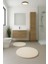 2'li Krem Yuvarlak Yumuşak Kaymaz Taban Peluş Yıkanabilir Banyo Oturma Odası HALI(60X60 ve 80X80) 1