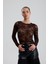Dantel Uzun Kollu Crop Bluz | BUST36259 Kahve 2