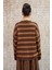 Çizgili Kahverengi Oversize Triko Kazak 5